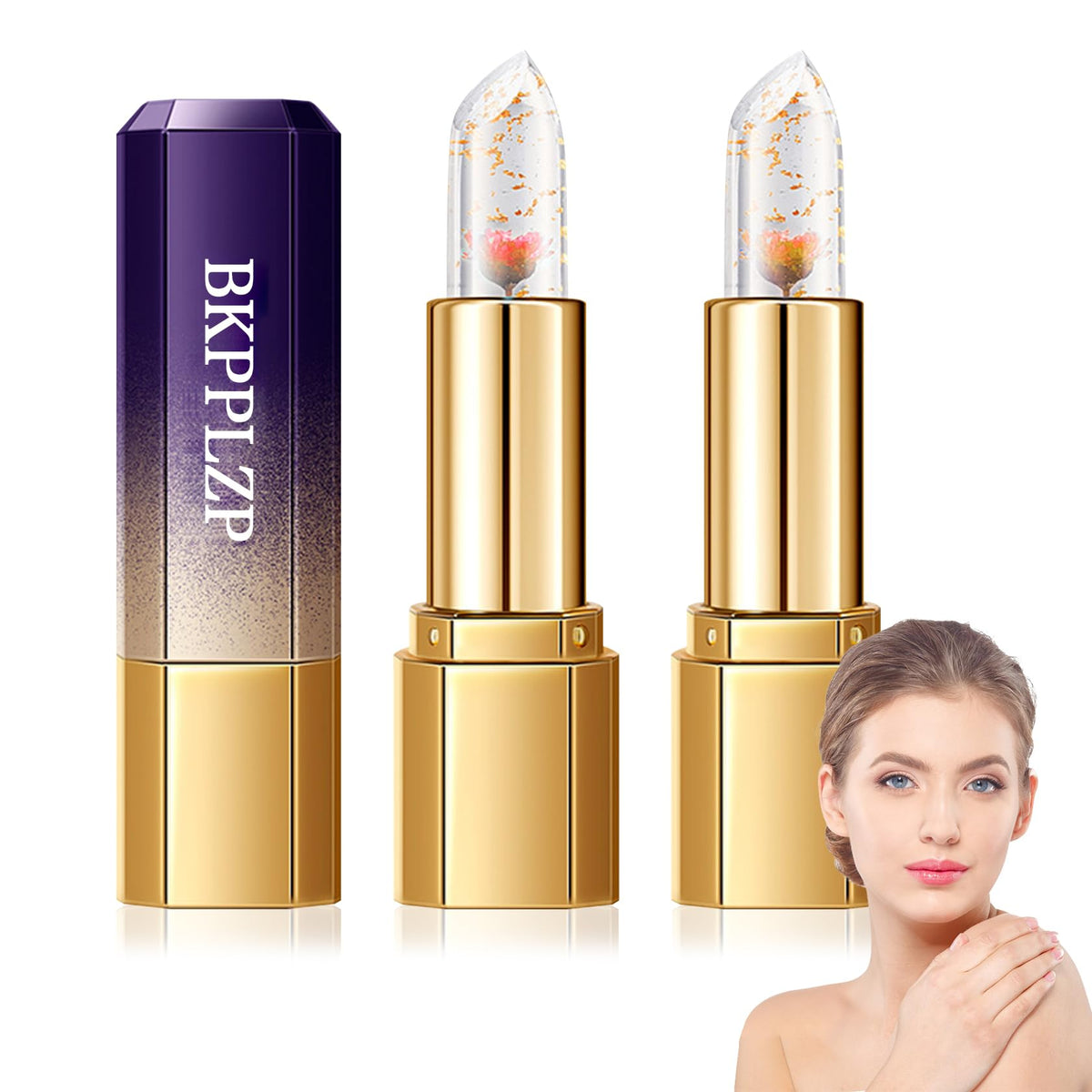 2 Pack Crystal Flower Jelly Lipstick